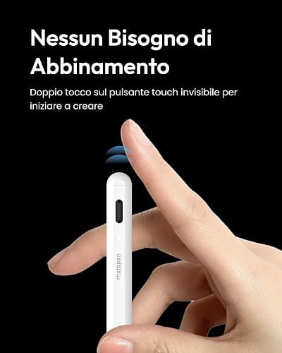Metapen Penna A8 Compatibile con Apple iPad 2018-2025,Ricarica Rapida,Sensibile all'Inclinazione &Rifiuto del Palmo,Stylus Pencil per ipad 11 A16/10/9/8/7/6,Pro 11/12.9,Air 3/4/5/M2/M3,Mini 5/6-Bianco thumbnail 5