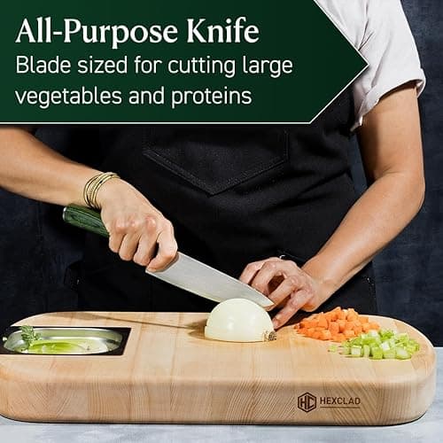 HexClad Chef's Knife, 8-Inch Japanese Damascus Stainless Steel Blade, Pakkawood Handle - 8-Inch Chef's Knife thumbnail 6
