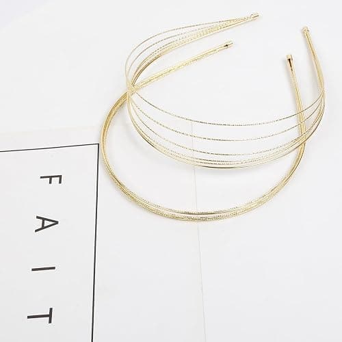 Tobeffect Multi Layers Metal Headbands for Women, 2Packs Fashion Thin Headband Layered Gold Elegant Hairbands Headpiece Trendy Hair Accessories for Girls thumbnail 5