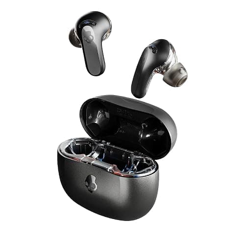 Skullcandy Rail ANC Wireless Earbuds, Bluetooth Headphones, Active Noise Cancelling, Up to 38 Hours Battery, Microphone for iPhone Android, Customizable via Skull-iQ App - True Black - Image 1