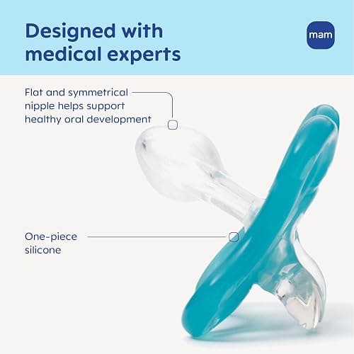 MAM Comfort Baby Pacifier 0-3 Months, Specially for Smaller Newborn Mouths, Lightweight One-Piece BPA-Free Silicone,Easy to Clean, Best for Breastfed Babies, 4 Pk, Made in Europe thumbnail 4