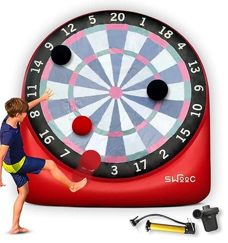 SWOOC Games - Premium Inflatable Giant Kick Darts (15+ Ways to Play) - Jumbo Soccer Dartboard w/Air Pump - Big Carnival Games - Giant Outdoor Games - Oversized Dart Board Yard & Lawn Game Kids & Adult - Image 1