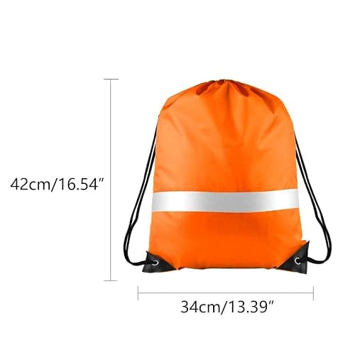 KUUQA 12 Pcs Drawstring Backpack Bag Bulk Reflective Backpack Orange String Bags Cinch Sack Backpack for Team Yoga Sport Gym Traveling thumbnail 2