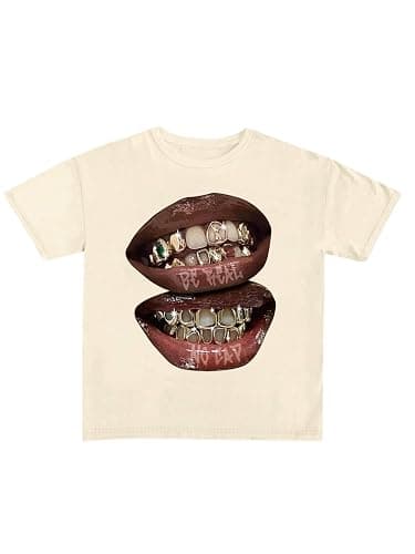 Verdusa Women's Lips Print Graphic Tees SIZE:    SMALL - Image 1