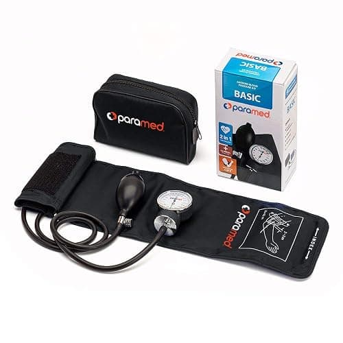 PARAMED Aneroid Sphygmomanometer – Manual Blood Pressure Cuff with Universal Cuff 8.7-16.5" and D-Ring – Carrying Case in the kit – Black – Stethoscope Not Included thumbnail 4