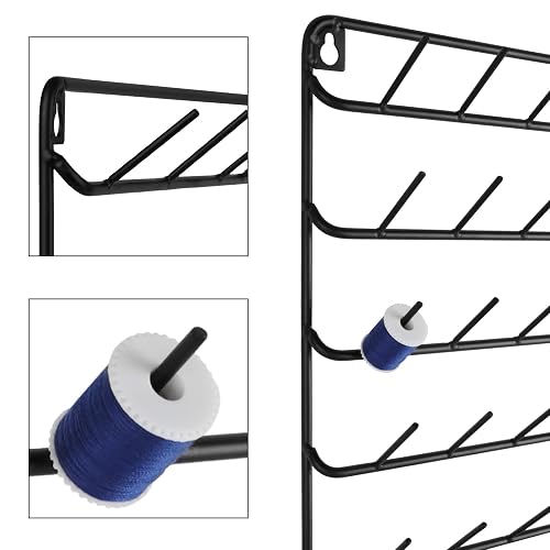YBING Thread Holder Wall 2 Pack 54 Spools Thread Rack Wall Mount Embroidery Spool Thread Organizer Metal Sewing Thread Organizer with Hanging Tools for Quilting thumbnail 6