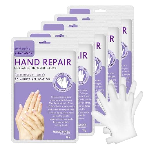 Liefiet Hand Peel Mask Moisturizing Gloves 5Pack, Hydrating Hand Masks Repair Dry Cracked Hands, Skin Moisturizer for Soft and Smooth Touch - Image 1