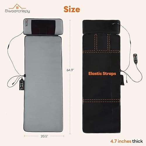 Sweetcrispy Full Body Massage Mat, Heating Pad with Massager, Vibrating Heating Pad for Back Pain, Leg, Full Body, with 10 Motors and 9 Speed Settings, Gift for Dad Mom thumbnail 4