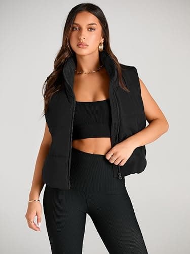 AUTOMET Puffer Vest Women Sleeveless Winter Clothing Cropped Outerwear Warm Puffy Fall Outfits Spring Fashion Vest Tops 2025 thumbnail 2