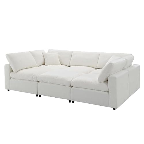 Oversized U-Shaped Modular Sectional Sofa Full Foam Cushions Deep Seat Reversible Chaises Cloud Couch Living Room Convertible Sleeper Chenille Upholstered Sofabed with Movable Ottomans thumbnail 14
