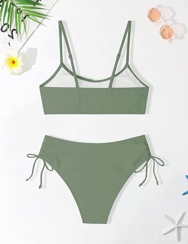 FoWear Girls Swimsuits Bikini Set 2 Pieces Color Block Bikini with Adjustable Shoulder Strap Girls Bathing Suit 7-16Y thumbnail 5