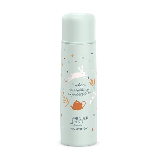 Suavinex, Termo Líquidos para Bebé. Termo Acero Inoxidable con Cierre Hermético y por Pulsación. Bebidas Calientes y Frías. Termo Agua Caliente. Ideal Preparar Biberones. 500 ml. Wonderland, Verde - Image 1