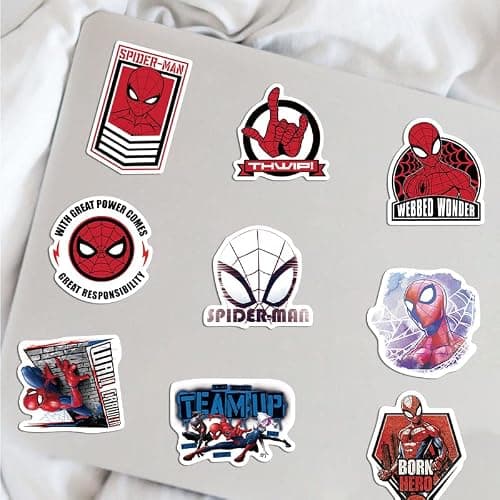 50pcs Cartoon Spider-Man Stickers for Kids,Vinyl Waterproof Princess Decal for Water Bottle Laptop Toy Sticker for DIY Decorate Bumper Phone Hard Hat Kids Teens Gifts (Spider) thumbnail 5