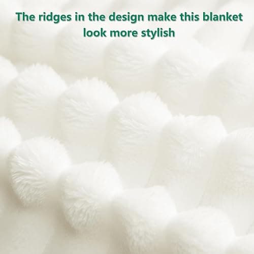 HIMEET Off White Throw Blanket for Couch - 300GSM Soft Cozy Blankets, Cute Small Lightweight Fleece Throws, Birthday Gifts, Home Dorm Decor, Off White, 50x60 Inches thumbnail 5