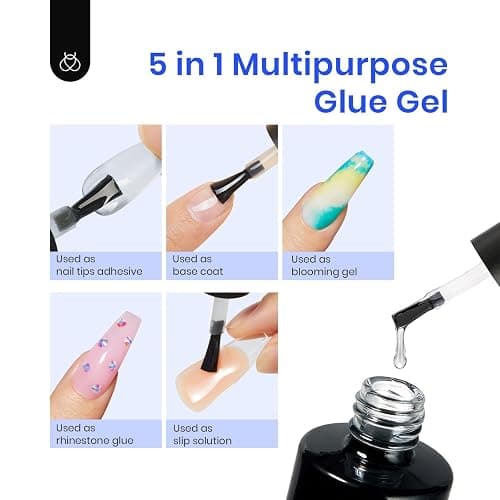 Beetles Gel Nail Kit Almond Short, 500Pcs Pre Shaped Clear Extra Short Almond Gel Nail Tips Easy Nail Extension Set with 5 in 1 Multifunctional Nail Glue Base Uv Led Nail Lamp Nail Art Gifts for Women thumbnail 5