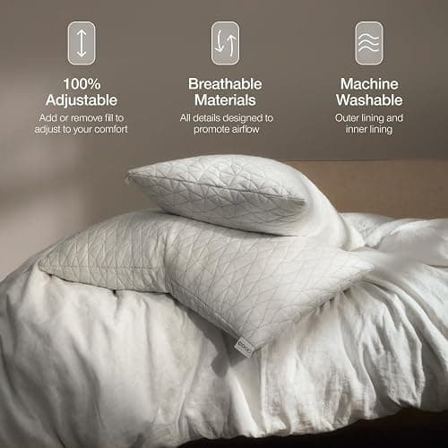 Coop Home Goods Original Adjustable Pillow, King Size Bed Pillows for Sleeping, Cross Cut Memory Foam Pillows - Medium Firm Back, Stomach and Side Sleeper Pillow, CertiPUR-US/GREENGUARD Gold thumbnail 5