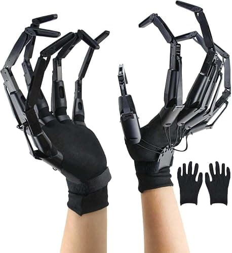 Halloween Articulated Fingers, Articulated Finger Extensions with Gloves, Hand Claws for Halloween Costume, Halloween Hand, Need to Assemble Finger Extension, Fits Most Fingers Sizes, 1 Pair Black - Image 1