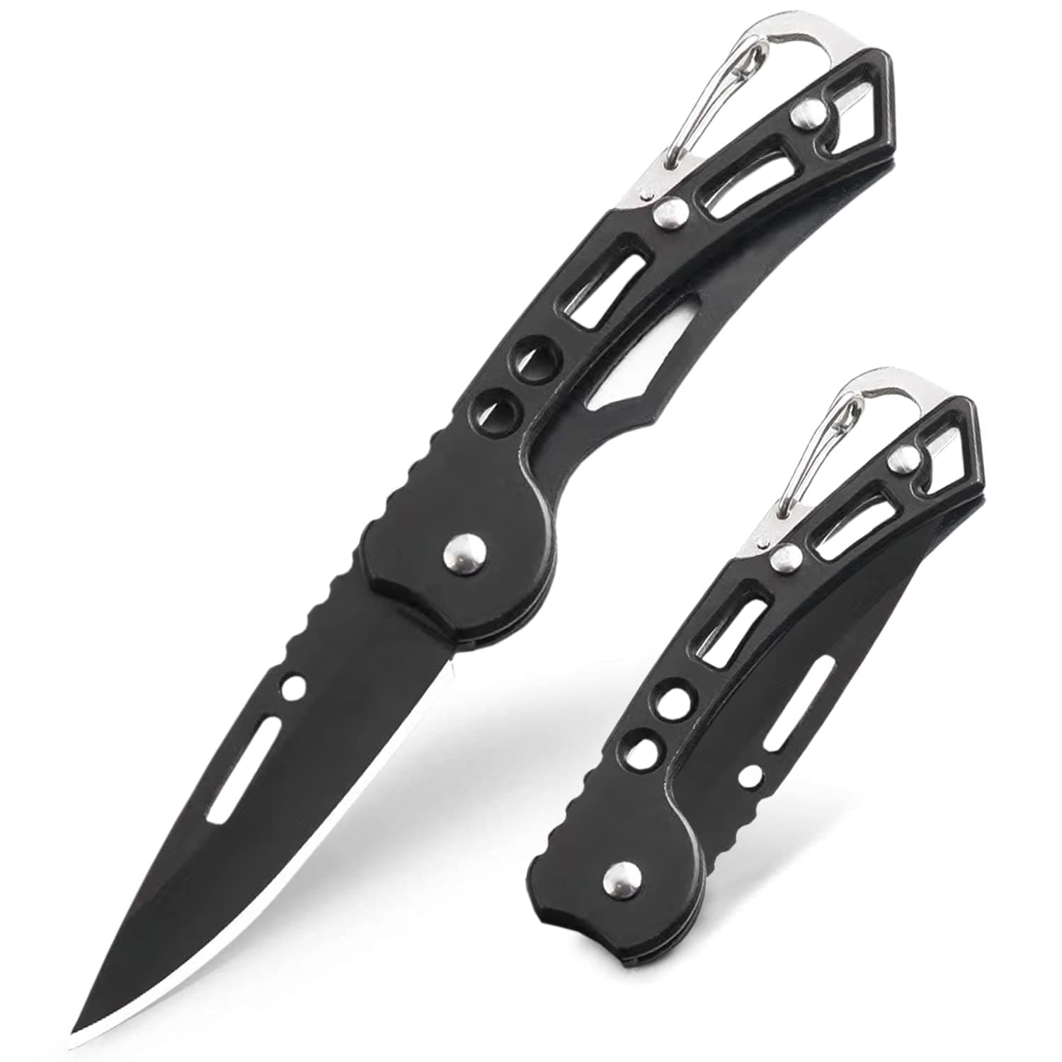 EDC Pocket Knife for Men, 2.44in Sharp Blade with Stainless Steel Handle, Ultralight 51g Small Folding Keychain Knife with Belt Clip for Outdoor Camping Survival Military Tactical Knife - Image 1