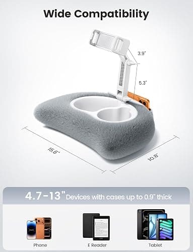 Lamicall Tablet Kindle Pillow Holder for Bed - [360° Adjustable Arm][Snack Bowl] iPad Lap Holder, Mother Day Kindle Accessories for Reading in Bed, iPad Stand for 4.7-13" Tablet, E-Reader, iPhone thumbnail 6