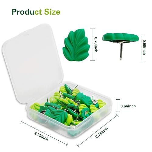 30 Pcs Decorative Push Pins Green Leaves Flat Thumb Tacks Decorative Board Tacks for Bulletin Board, Photos Wall Maps and Other Offices Schools Supplies and Accessories… thumbnail 3
