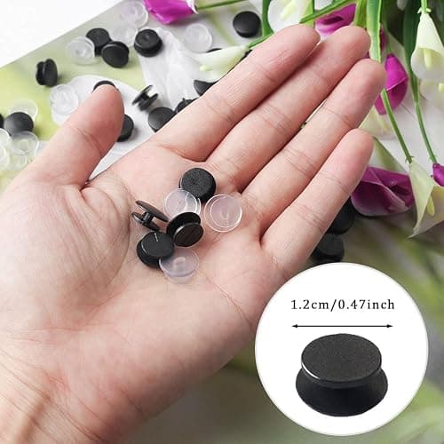 200 Pcs Shoe Charm Buttons, PVC DIY Buckle Backs, Black & Clear | Pvc Material, Smooth Finish, Easy Glue-On Use, Fits Clog Shoe Charms And Wristband Diy, 100 Black + 100 Clear Buttons thumbnail 3