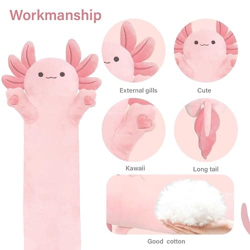 YUNCOL Axolotl Plush,Long Axolotls Plush Toys Pillow,19.6 Inch Cute Axolotl Stuffed Animal, Axolotls Plush Toy Gift for Girls Boys thumbnail 3