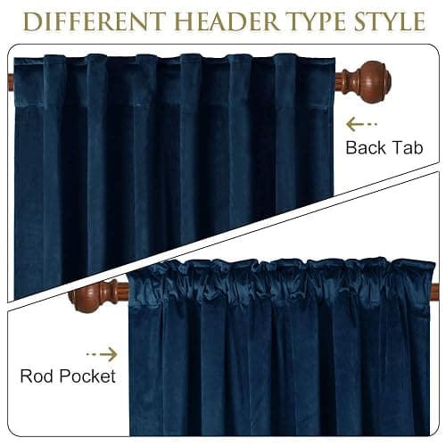 StangH 108 inches Navy Blue Velvet Curtains, Luxury Super Soft Thick Window Drapes for Bedroom, Privacy Sliding Door Curtains Room Dividers, Wide 52 x Long 108 inches, 1 Panel thumbnail 3