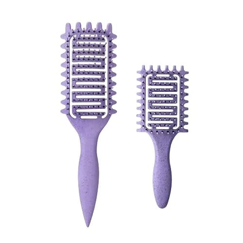 Curl Defining Brush,2024 Curly Hair Brush,Vented Hair Brush for Detangling, Shaping and Defining Curls For Women and Men Less Pulling (2Pcs Purple) - Image 1