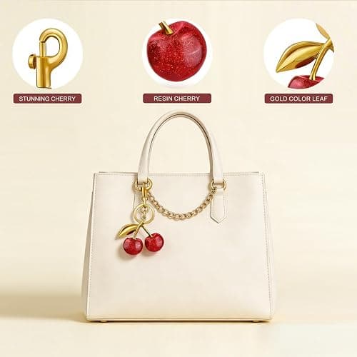 Trofinae 2 PACK Keychain Cherry Bag Charms Purse, Cherry Charm For Purse Key Chain Women Cute - Car keyrings leather handbags, Purse Charms For Handbags Valentines Day Gifts (1, Red+Pink) thumbnail 6