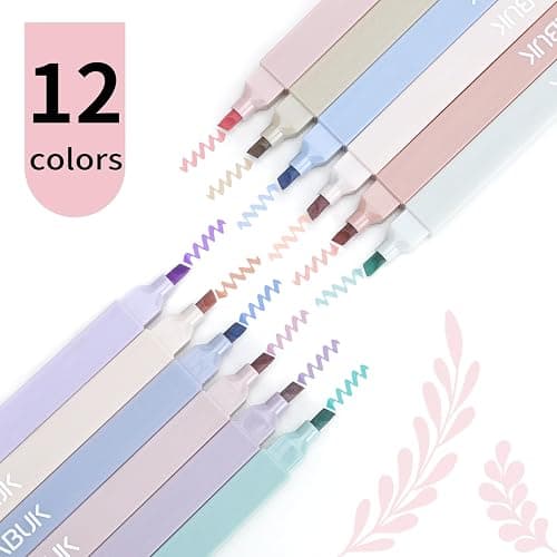 LABUK 12pcs Pastel Highlighters Aesthetic Cute Bible Highlighters and Pens No Bleed, with Mild Assorted Colors, Dry Fast Easy to Hold for Journal Planner Notes School Office Supplies - Muted Pastel-12Pcs thumbnail 2