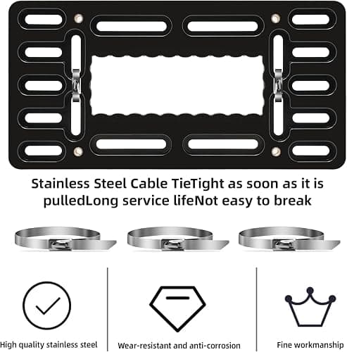 XCLPF Front License Plate Bracket,No Drill Front License Plate Holder,Front License Plate mounting kit,Universal Bumper Car Frame Mount Adapter with Stainless Steel Screw Cap,Cable Ties thumbnail 6