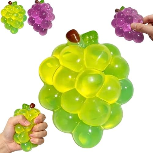 Crystal Grape Squishies Toy, Clear Jelly Squeeze Toys, TPR Slow Rebound Sensory Fidgets for Teens & Adults, Anxiety Relief Desk Gadgets, Fun Office Decor and Novelty Gifts for Stress Relief (Green) - Image 1