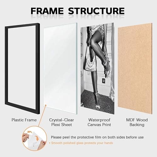 Trendy Luxury Black And White Framed Wall Art Beautiful Chic Woman Pictures For Preppy Girly Dorm Decor-Funky Fashion Feminist Canvas Prints Ready To Hang Room Bedroom thumbnail 2