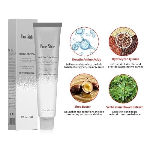 YSNSTYLE-PureStyle 3.4 fl oz(100ml) Hair Color Cream, Ammonia-Low Permanent Hair Dye with Nourishing, Medium Grey Blue Long-Lasting Fade-Resistant Color, At-Home Salon Quality Hair Coloring thumbnail 5