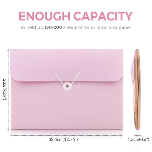 SKYDUE Accordion File Organizer, Expanding File Folder with 7 Pockets, Portable Receipt Paper Bill Document Organizer, Letter/A4 Size Filing Folder School Office Supplies, Lightpurple thumbnail 3