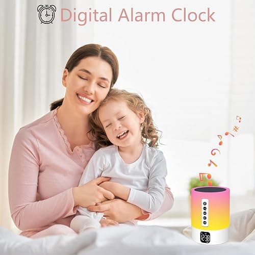 Enceinte Bluetooth Reveil Veilleuse, Lampe de Chevet Tactile avec Machine à Bruit Blanc, Haut-Parleur Bluetooth Veilleuse Enfant Réveil Lumineux Idee Cadeau Ado Fille,Enfant, Femme, Anniversaire, Noel | Réveil Lumineux Enfant et Ado, 15 Sons Apaisants avec Bruit Blanc, Lampe Tactile 48 Couleurs, Cadeau Noel et Anniversaire thumbnail 5