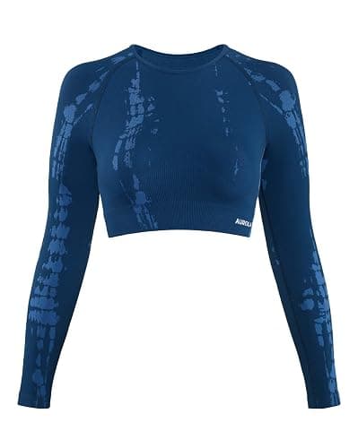 AUROLA Serpent Snake Long Sleeve Shirts for Women, Seamless Workout Crop Tops Crew Neck Cropped T Shirt Athletic Yoga - Image 1