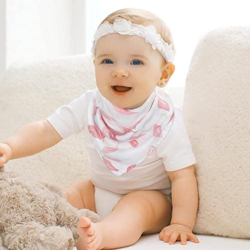 GLLQUEN BABY Musselintücher für Babys, 6 Stück Spucktücher aus Baumwolle 70 cm x 70 cm, saugfähig und atmungsaktiv und ideal zum Reinigen, Abwischen und Abdecken von Neugeborenen - Blume - 6er-Pack thumbnail 5