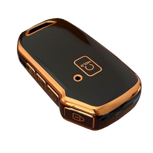 Kepdul for Kia Key Fob Cover Key Protective Holder Fit for Kia Soul Forte Telluride K5 Seltos NIRO Sportage Sorento Smart Keys Shell (Gold-Black) thumbnail 4