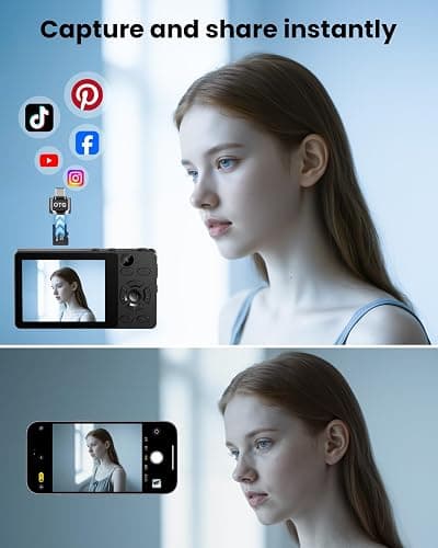 Vitaler Digital Camera with Front Rear Lens, Autofocus 64MP 4K Camera for Photography with 32GB Card, Portable Compact Point and Shoot Camera for Teens Adult Beginner with Metal Shell, 2000mAh Battery thumbnail 6