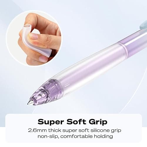 WRITECH Retractable Gel Ink Pens: 0.7mm Fine Point Black-Ink Aesthetic Gradient Color Barrel Soft Grip Medium Point Pen 5ct with 5 Refills for Journaling Smooth Writing Quick-dry No Bleed thumbnail 4