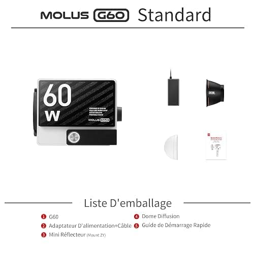 ZHIYUN MOLUS G60 [Official] Lumiere Video 60W, COB LED Eclairage Video Portable, Bi-Colore Streaming Lampe avec 2376 Lux/ 2700~6500K/ CRI≥96/ TLCI≥97/ Contrôle APP, pour Youtube TikTok thumbnail 7