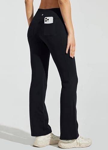 WILLIT Thermo Leggings Damen Winter Gefütterte Fleece Sporthose Yogahose Warm Sport Leggings Laufhose Bootcut Hose High Waist mit Taschen thumbnail 2