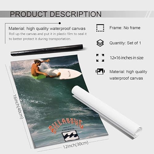 Jefuzh 90s Beach Ocean Surf Posters Summer Surfing Wall Art Trendy Coastal Surfer Picture Prints for Apartment Bedroom Wall Decor 12X16 inch Unframed thumbnail 2