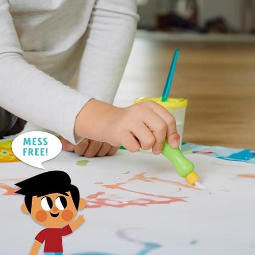 Little Buffalo Jumbo Rainbow Water Doodle Mat | Roomier Drawing Space, Letters & Numbers Border, 2 Brushes, 2 Water Pens & 8 Sponges, Drawing Pad for Kids, No-Spill Cup thumbnail 5