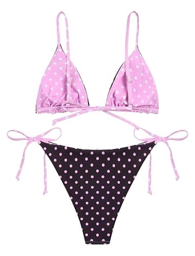 ZAFUL Women's Triangle Bikini Floral String Bikini Set Two Piece Swimsuit Bathing Suits thumbnail 4