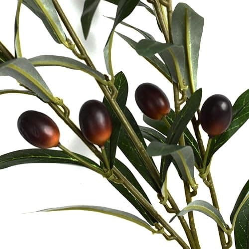 3pcs Artificial Plants Greenery Olive Branches Stems Fake Plants Green Leaves Fruits Branch Leaves for Home Office ndoor Outside DIY-Wreath Decor 27-Inch (3) thumbnail 4