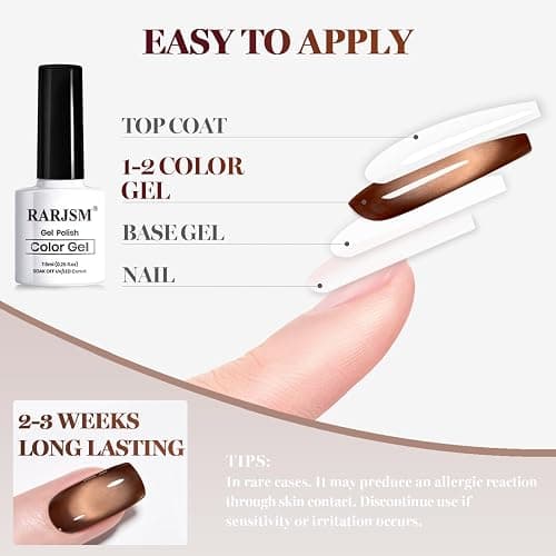 RARJSM Cat Eye Gel Nail Polish Set 6Pcs Dark Amber Ceramics Glitter Plum Purple Orange Brown Burgundy Red Deep Olive Green Jelly Glassy Cateye Gel Polish with Magnetic Stick Curing Require Home Salon thumbnail 7
