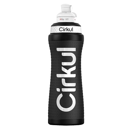 Cirkul 22oz. Black Grip Stainless Steel Water Bottle & Sport Lid, Durable, Insulated, Protective Grip, Leakproof & Heavy Duty with Flavor Cartridge Included (FitSip Island Punch) thumbnail 2