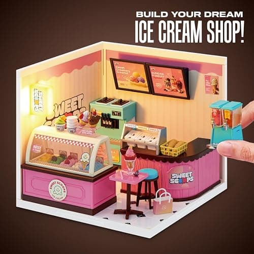 Mini Brands Mini Spaces Sweet Scoop By ZURU | DIY Mini Spaces build & customize kit; light-up miniature ice cream shop scene; display Mini Brands miniatures and figures thumbnail 5